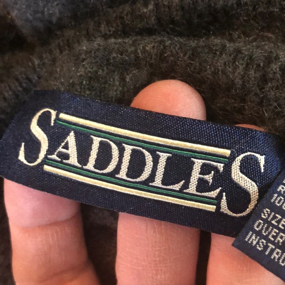 Vintage SADDLES Size Medium Cashmere Turtleneck Deep Gray Mongolia Made Soft - Picture 10 of 16